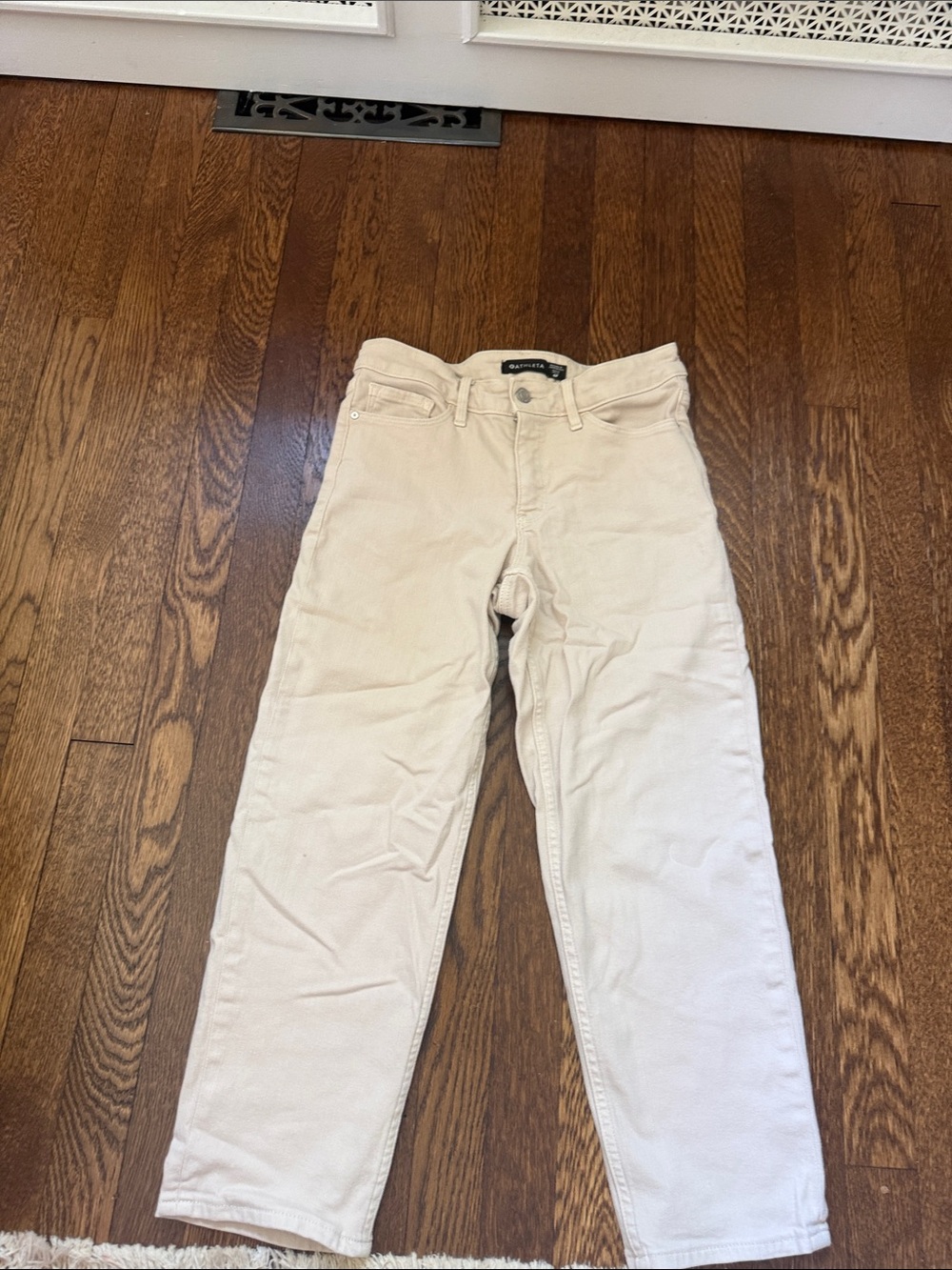 Athleta Cream Straight-Leg Pants